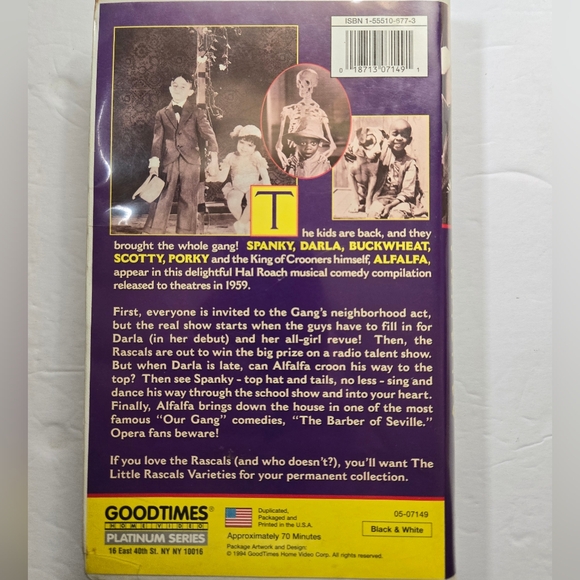 Little Rascals VHS Tape 1993 Good Times Home Video - Picture 2 of 3